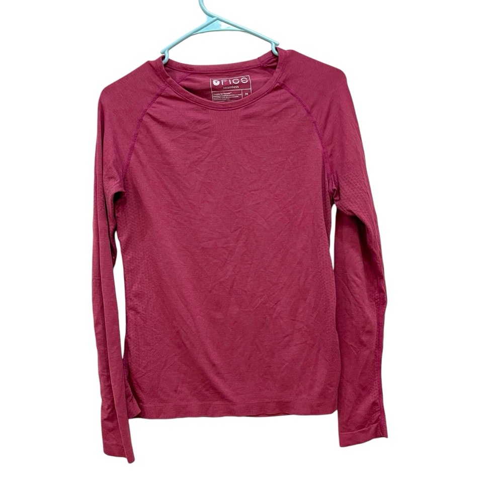 Figs Clothing Salta Seamless Under Scrub Top Pink Long Sleeves Womens M